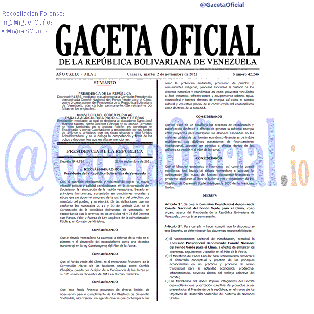 Gaceta Oficial 42246 del 02 noviembre 2021