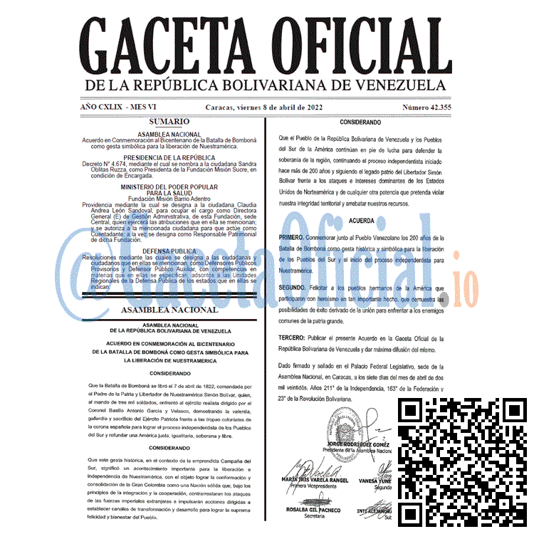 Gaceta Oficial 42355 del 8 abril 2022 Gaceta Oficial 42355 del 8 abril 2022