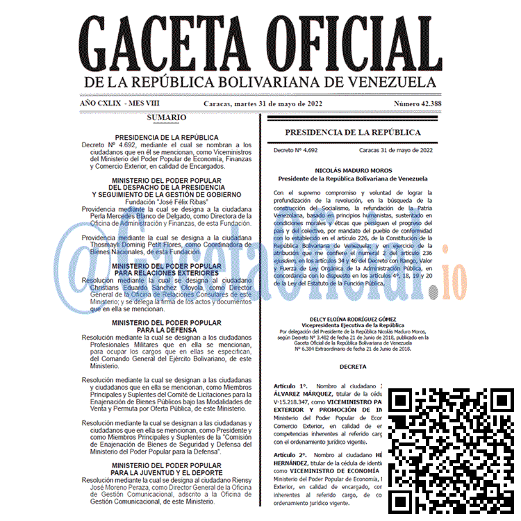 Venezuela Gaceta Oficial 42388 del 31 mayo 2022 Venezuela Gaceta Oficial 42388 del 31 mayo 2022