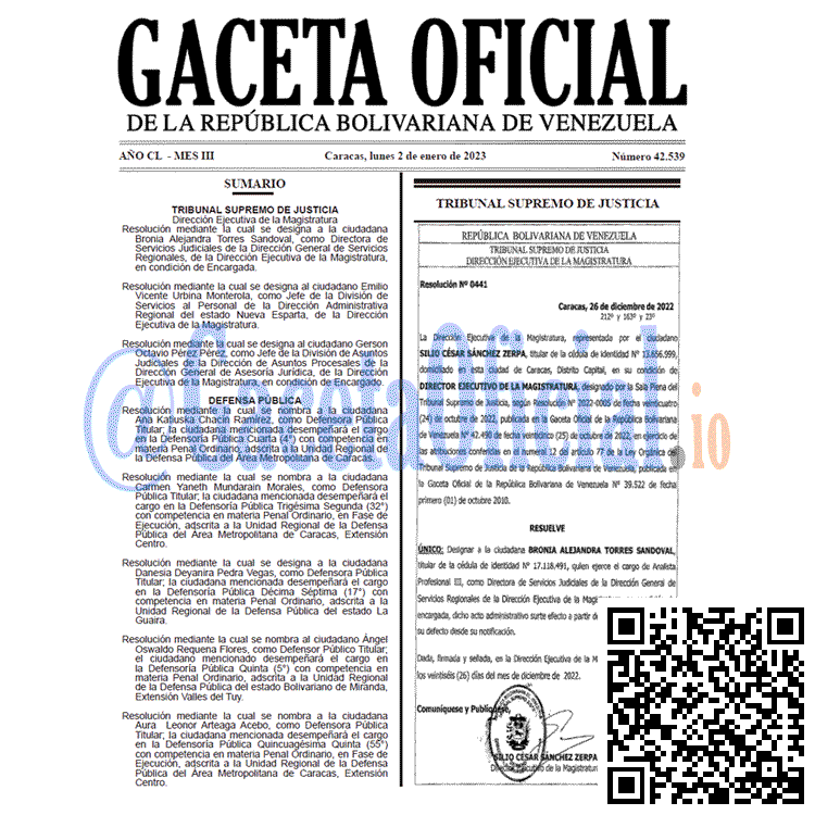 Gaceta Oficial, Gaceta 42539, Gaceta #42539, Gaceta Oficial Venezuela #42539