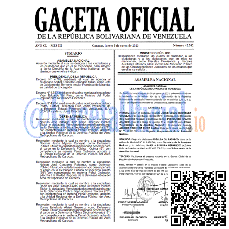 Gaceta Oficial, Gaceta 42542, Gaceta #42542, Gaceta Oficial Venezuela #42542