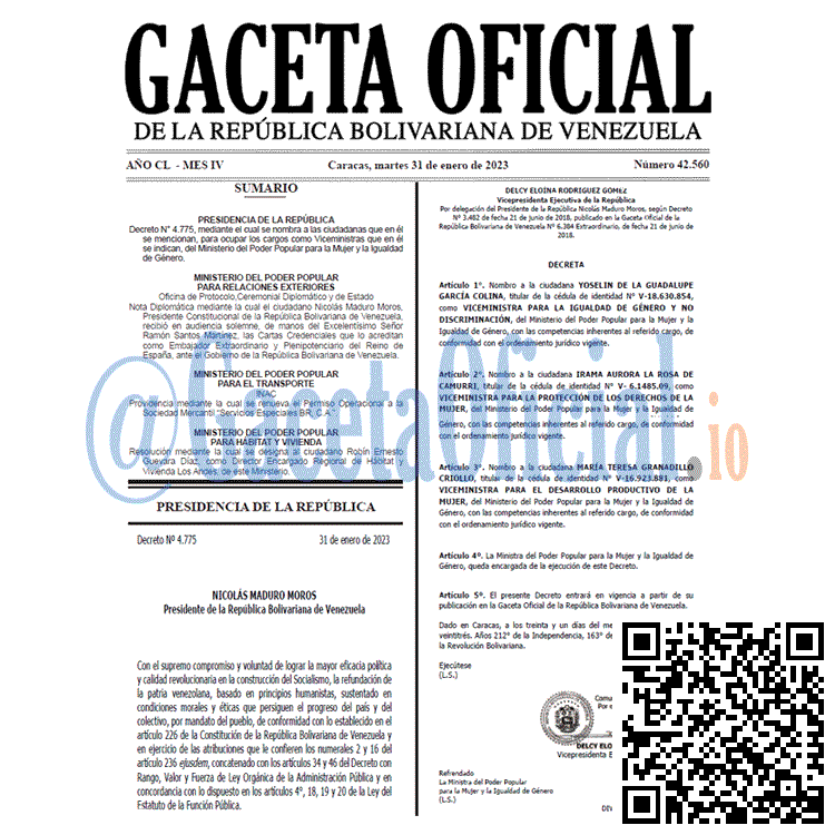 Gaceta Oficial, Gaceta 42560, Gaceta #42560, Gaceta Oficial Venezuela #42560