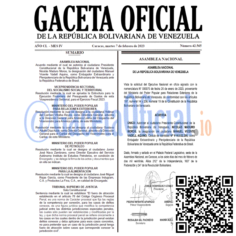 Gaceta Oficial, Gaceta 42565, Gaceta #42565, Gaceta Oficial Venezuela #42565