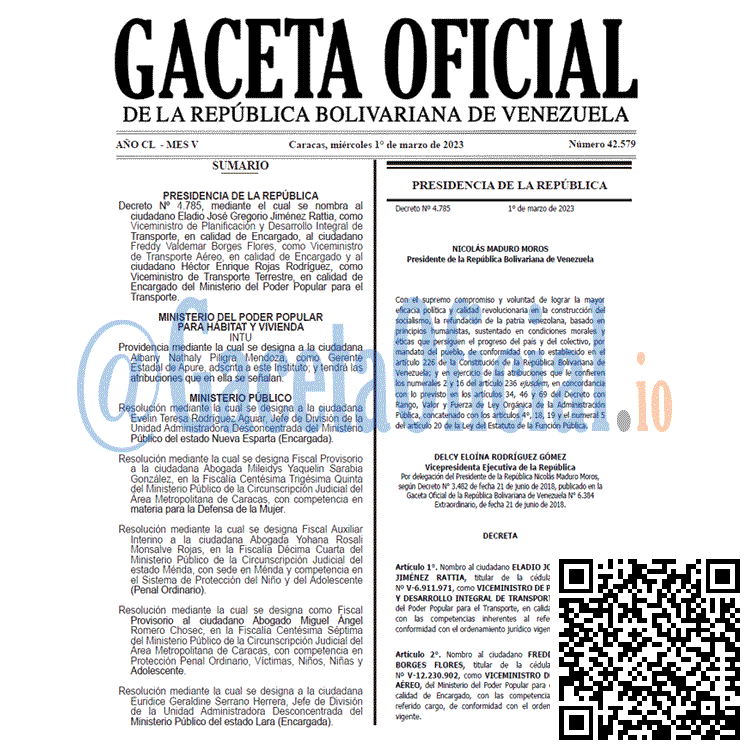 Gaceta Oficial, Gaceta 42579, Gaceta #42579, Gaceta Oficial Venezuela #42579