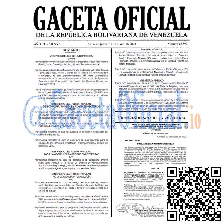 Gaceta Oficial, Gaceta 42590, Gaceta #42590, Gaceta Oficial Venezuela #42590