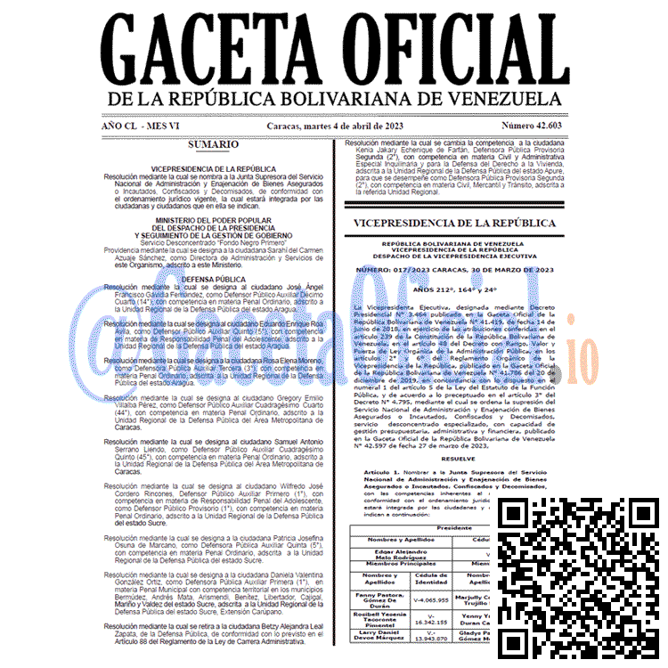 Gaceta Oficial, Gaceta 42603, Gaceta #42603, Gaceta Oficial Venezuela #42603