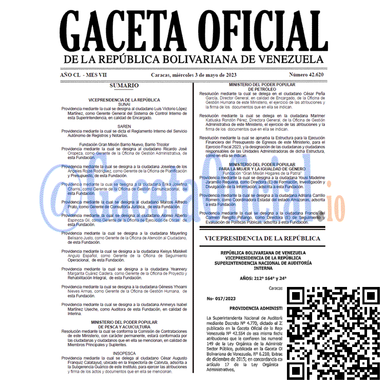 Gaceta Oficial, Gaceta 42620, Gaceta #42620, Gaceta Oficial Venezuela #42620