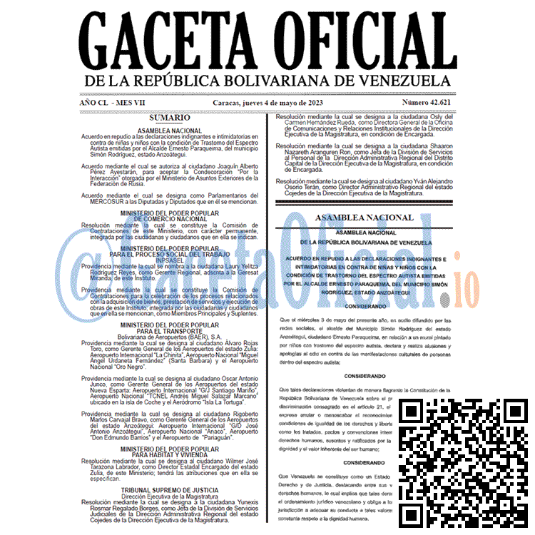 Venezuela Gaceta Oficial 42621 del 4 mayo 2023 Gaceta Oficial, Gaceta 42621, Gaceta #42621, Gaceta Oficial Venezuela #42621