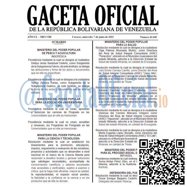 Venezuela Gaceta Oficial 42645 del 7 junio 2023 Gaceta Oficial, Gaceta 42645, Gaceta 42645 HD, Gaceta #42645, Gaceta Oficial Venezuela #42645