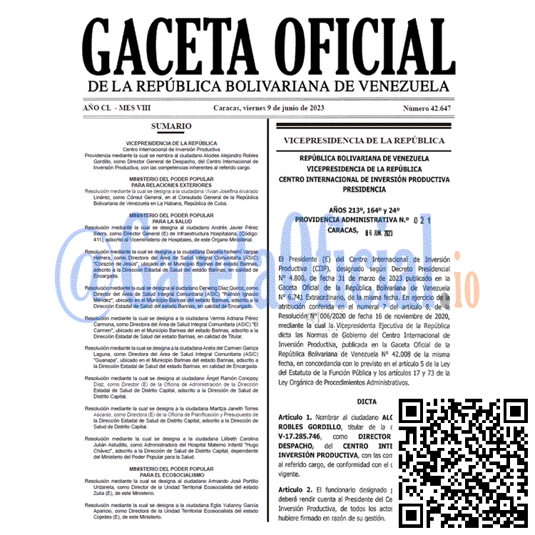 Venezuela Gaceta Oficial 42647 del 9 junio 2023 Gaceta Oficial, Gaceta 42647, Gaceta 42647 HD, Gaceta #42647, Gaceta Oficial Venezuela #42647