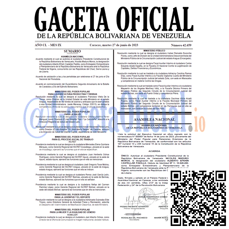 Venezuela Gaceta Oficial 42659 del 27 junio 2023 Gaceta Oficial, Gaceta 42659, Gaceta 42659 HD, Gaceta #42659, Gaceta Oficial Venezuela #42659