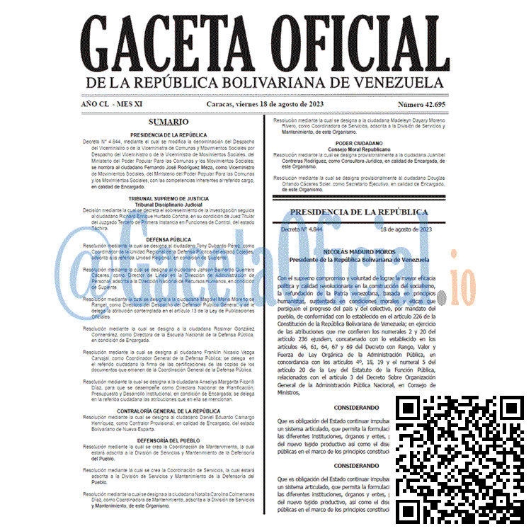 Gaceta Oficial, Gaceta 42695, Gaceta 42695 HD, Gaceta #42695, Gaceta Oficial Venezuela #42695