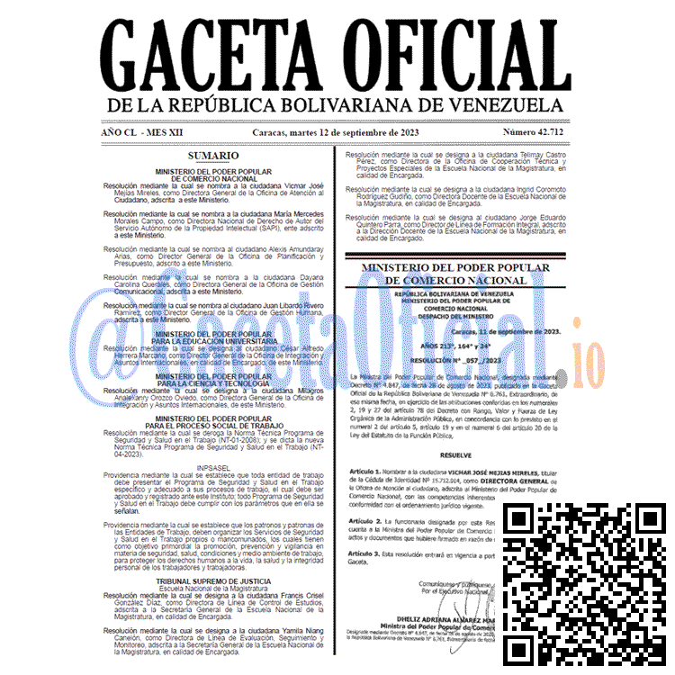 Gaceta Oficial, Gaceta 42712, Gaceta 42712 HD, Gaceta #42712, Gaceta Oficial Venezuela #42712
