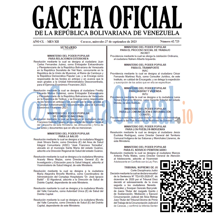 Gaceta Oficial, Gaceta 42723, Gaceta 42723 HD, Gaceta #42723, Gaceta Oficial Venezuela #42723