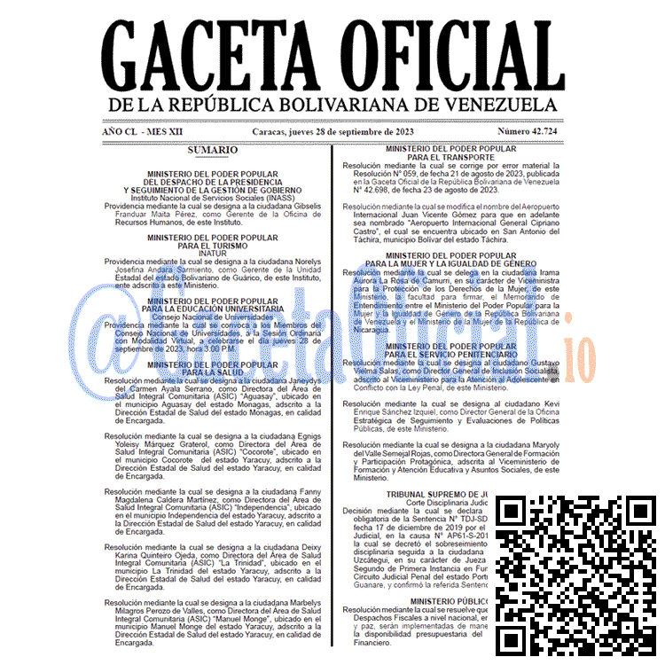 Gaceta Oficial, Gaceta 42724, Gaceta 42724 HD, Gaceta #42724, Gaceta Oficial Venezuela #42724