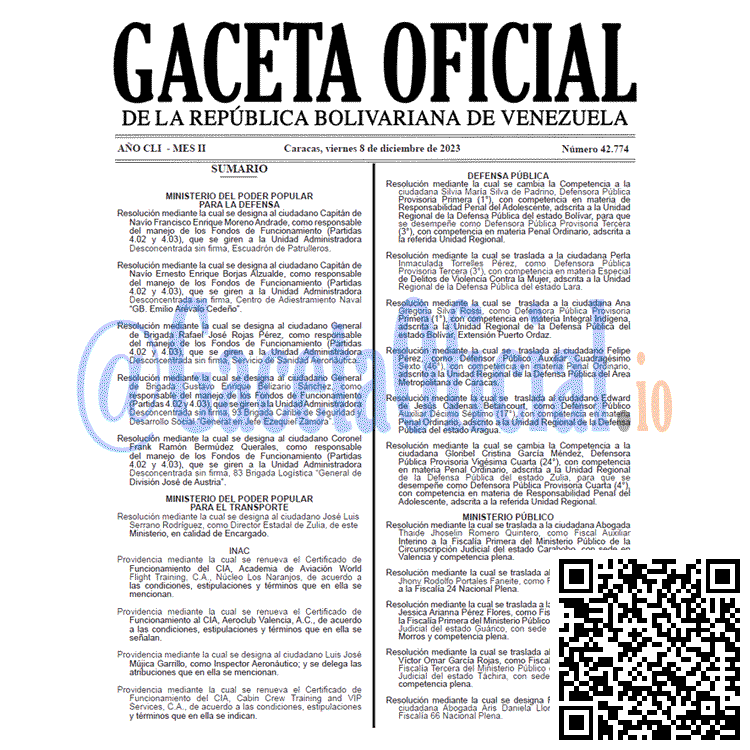 Gaceta Oficial, Gaceta 42774, Gaceta 42774 HD, Gaceta #42774, Gaceta Oficial Venezuela #42774