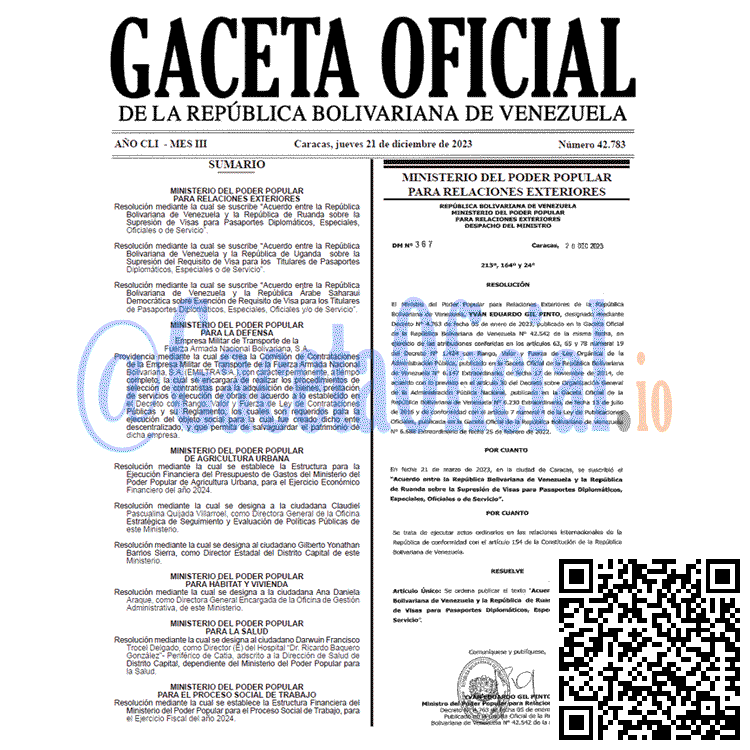 Gaceta Oficial, Gaceta 42783, Gaceta 42783 HD, Gaceta #42783, Gaceta Oficial Venezuela #42783
