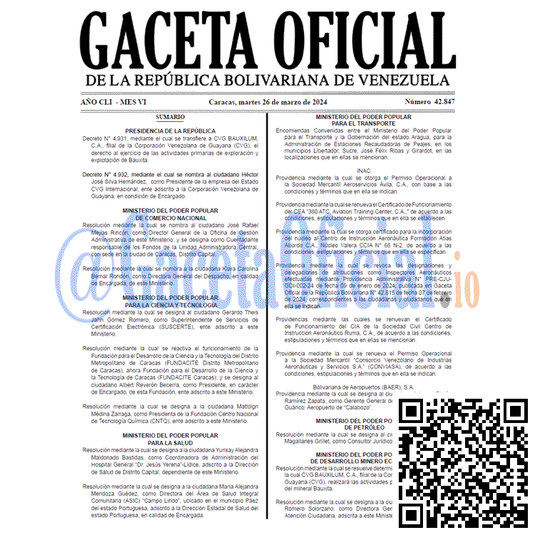 Gaceta Oficial, Gaceta 42847, Gaceta 42847 HD, Gaceta #42847, Gaceta Oficial Venezuela #42847