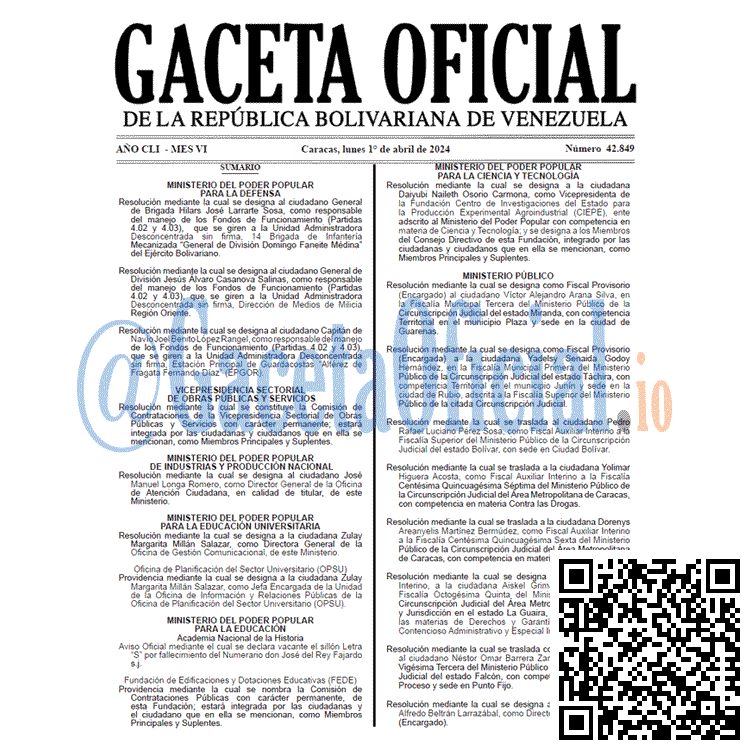 Gaceta Oficial, Gaceta 42849, Gaceta 42849 HD, Gaceta #42849, Gaceta Oficial Venezuela #42849