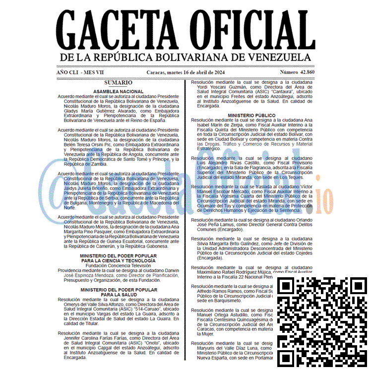 Venezuela Gaceta Oficial 42860 del 16 abril 2024 Gaceta Oficial, Gaceta 42860, Gaceta 42860 HD, Gaceta #42860, Gaceta Oficial Venezuela #42860