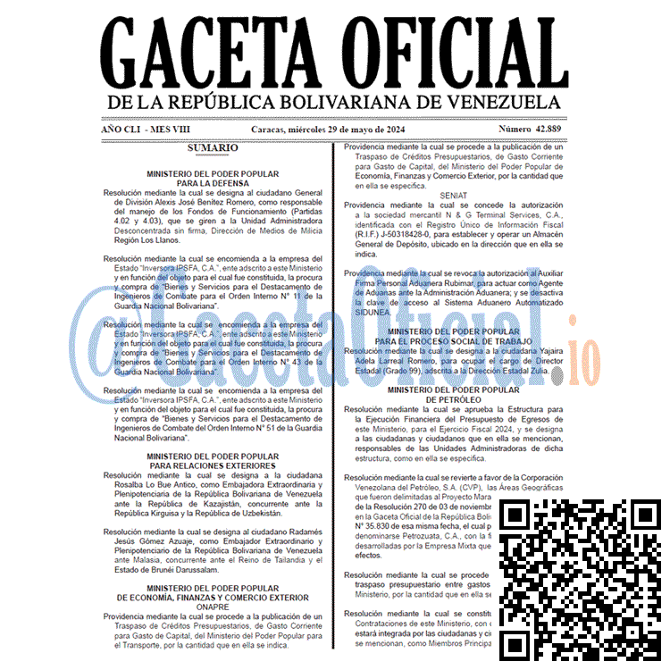 Gaceta Oficial, Gaceta 42889, Gaceta 42889 HD, Gaceta #42889, Gaceta Oficial Venezuela #42889