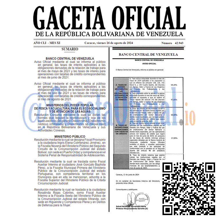 Venezuela Gaceta Oficial 42943 del 16 agosto 2024 Gaceta Oficial, Gaceta 42943, Gaceta 42943 HD, Gaceta #42943, Gaceta Oficial Venezuela #42943
