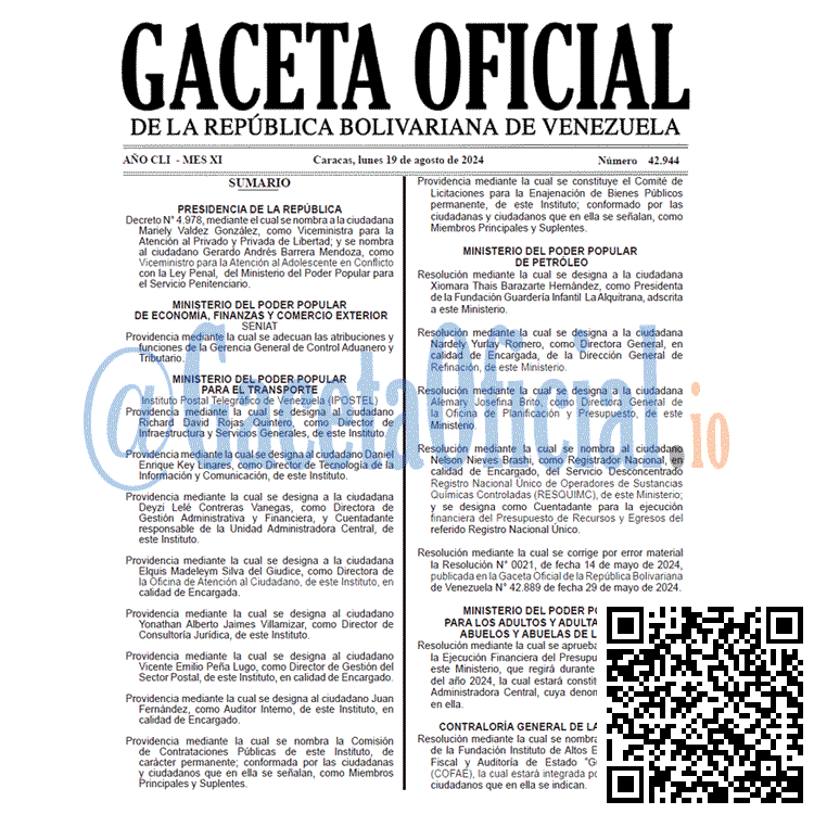 Gaceta Oficial, Gaceta 42944, Gaceta 42944 HD, Gaceta #42944, Gaceta Oficial Venezuela #42944