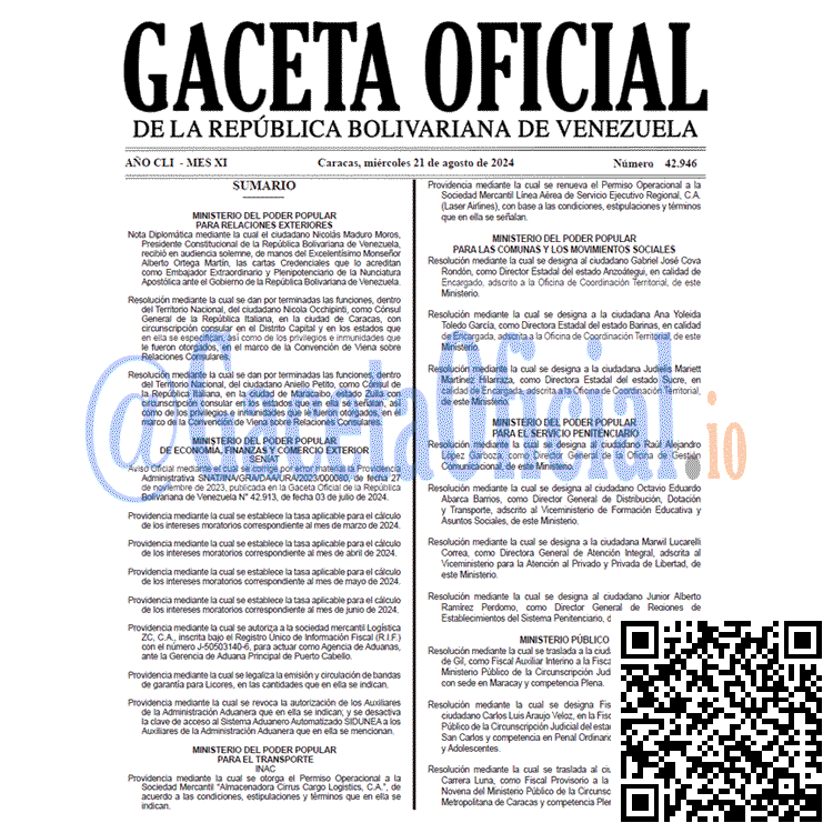 Gaceta Oficial, Gaceta 42946, Gaceta 42946 HD, Gaceta #42946, Gaceta Oficial Venezuela #42946