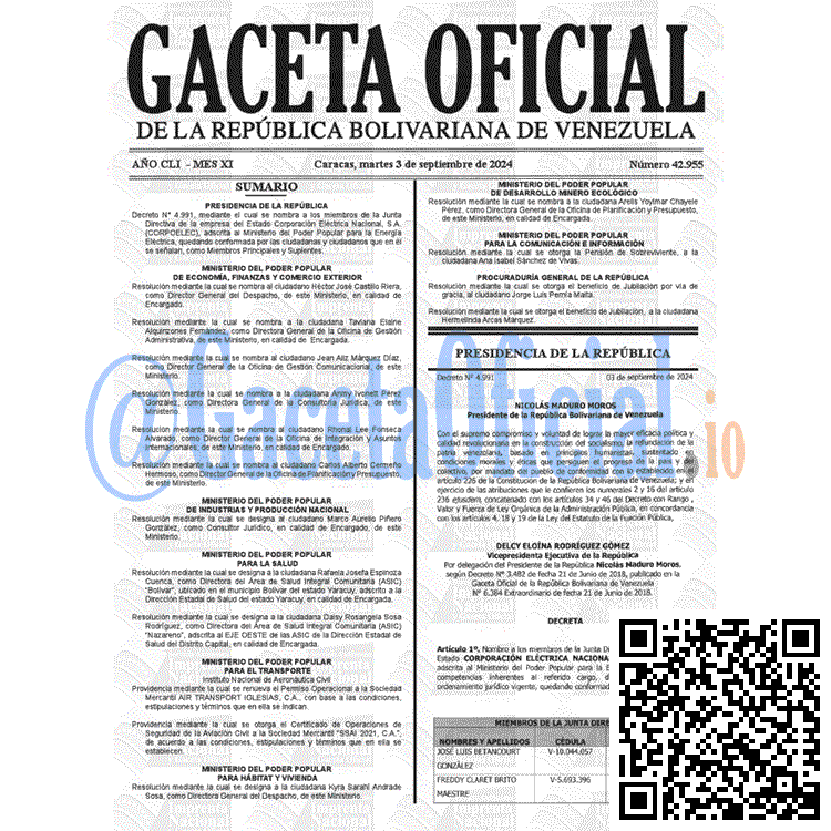Gaceta Oficial, Gaceta 42955, Gaceta 42955 HD, Gaceta #42955, Gaceta Oficial Venezuela #42955