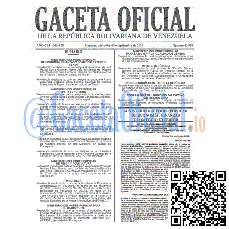 Gaceta Oficial, Gaceta 42956, Gaceta 42956 HD, Gaceta #42956, Gaceta Oficial Venezuela #42956