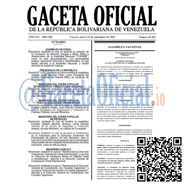 Gaceta Oficial, Gaceta 42962, Gaceta 42962 HD, Gaceta #42962, Gaceta Oficial Venezuela #42962
