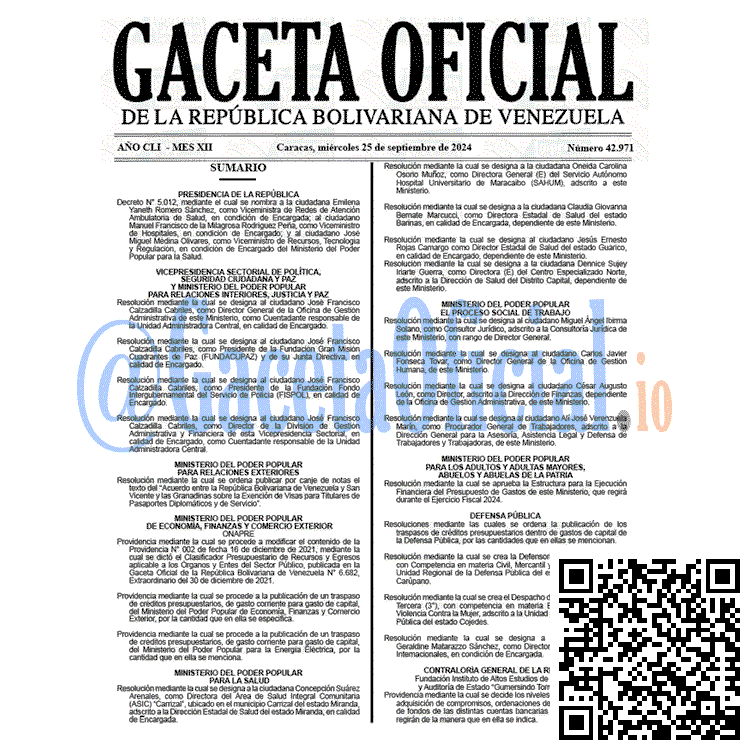 Gaceta Oficial, Gaceta 42971, Gaceta 42971 HD, Gaceta #42971, Gaceta Oficial Venezuela #42971