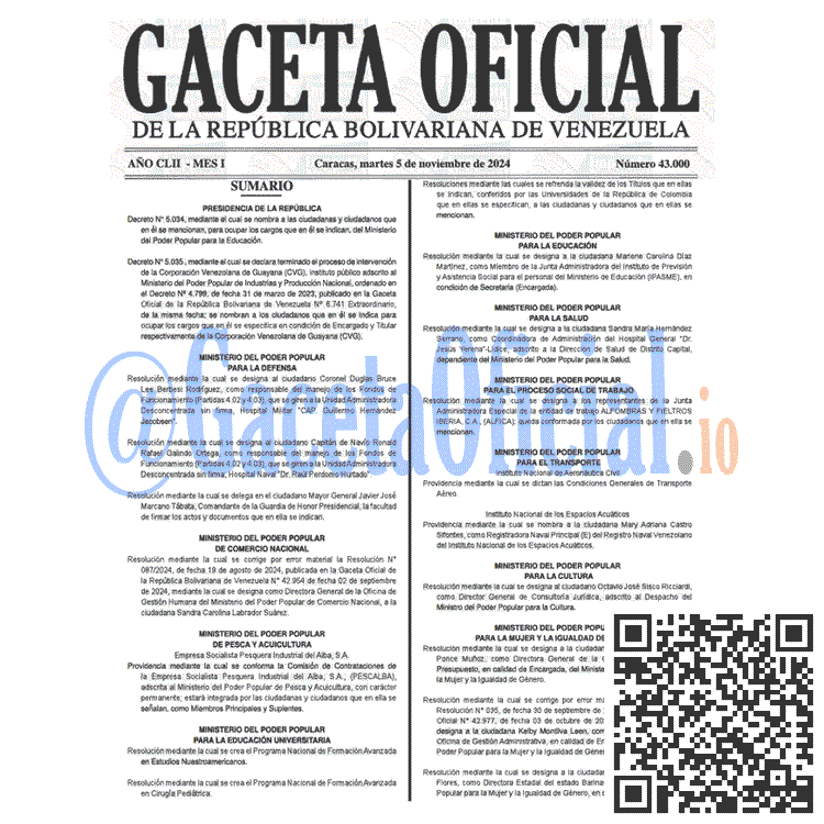 Gaceta Oficial, Gaceta 43000, Gaceta 43000 HD, Gaceta #43000, Gaceta Oficial Venezuela #43000