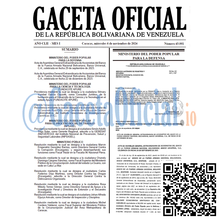 Gaceta Oficial, Gaceta 43001, Gaceta 43001 HD, Gaceta #43001, Gaceta Oficial Venezuela #43001
