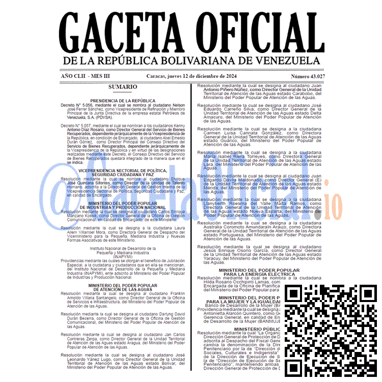 Gaceta Oficial, Gaceta 43027, Gaceta 43027 HD, Gaceta #43027, Gaceta Oficial Venezuela #43027