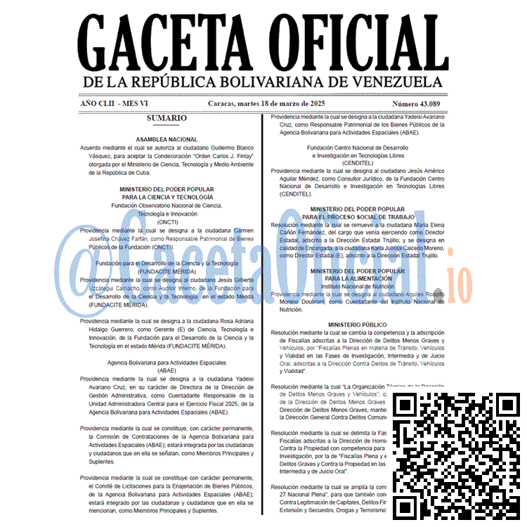 Gaceta Oficial, Gaceta 43089, Gaceta 43089 HD, Gaceta #43089, Gaceta Oficial Venezuela #43089