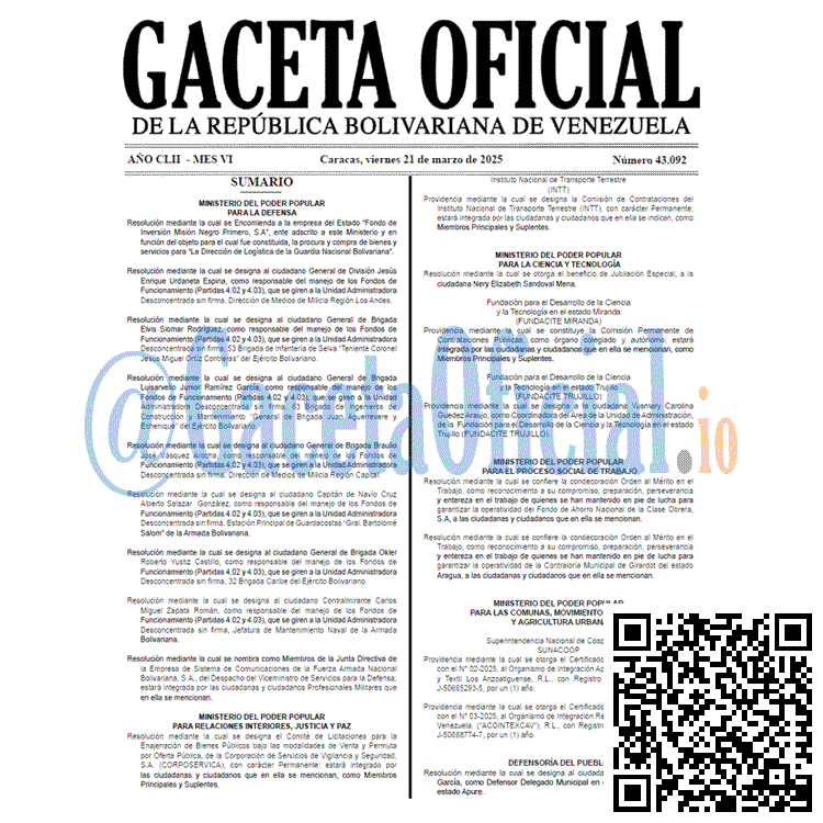 Gaceta Oficial, Gaceta 43092, Gaceta 43092 HD, Gaceta #43092, Gaceta Oficial Venezuela #43092
