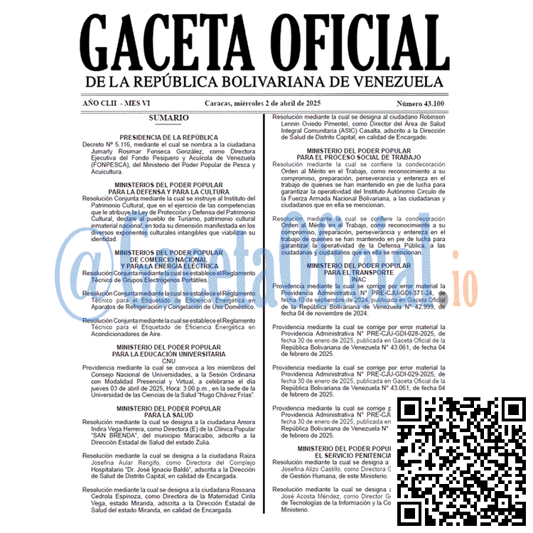 Gaceta Oficial, Gaceta 43100, Gaceta 43100 HD, Gaceta #43100, Gaceta Oficial Venezuela #43100