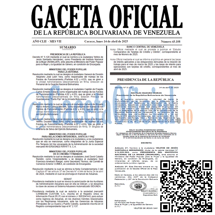 Gaceta Oficial, Gaceta 43108, Gaceta 43108 HD, Gaceta #43108, Gaceta Oficial Venezuela #43108