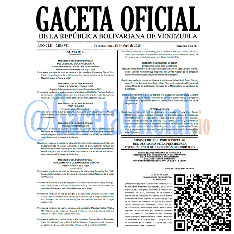 Gaceta Oficial, Gaceta 43116, Gaceta 43116 HD, Gaceta #43116, Gaceta Oficial Venezuela #43116