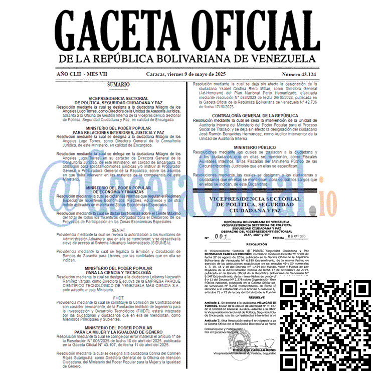 Gaceta Oficial, Gaceta 43124, Gaceta 43124 HD, Gaceta #43124, Gaceta Oficial Venezuela #43124