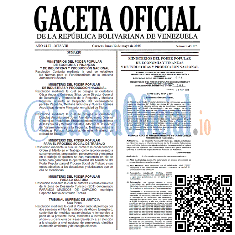 Gaceta Oficial, Gaceta 43125, Gaceta 43125 HD, Gaceta #43125, Gaceta Oficial Venezuela #43125