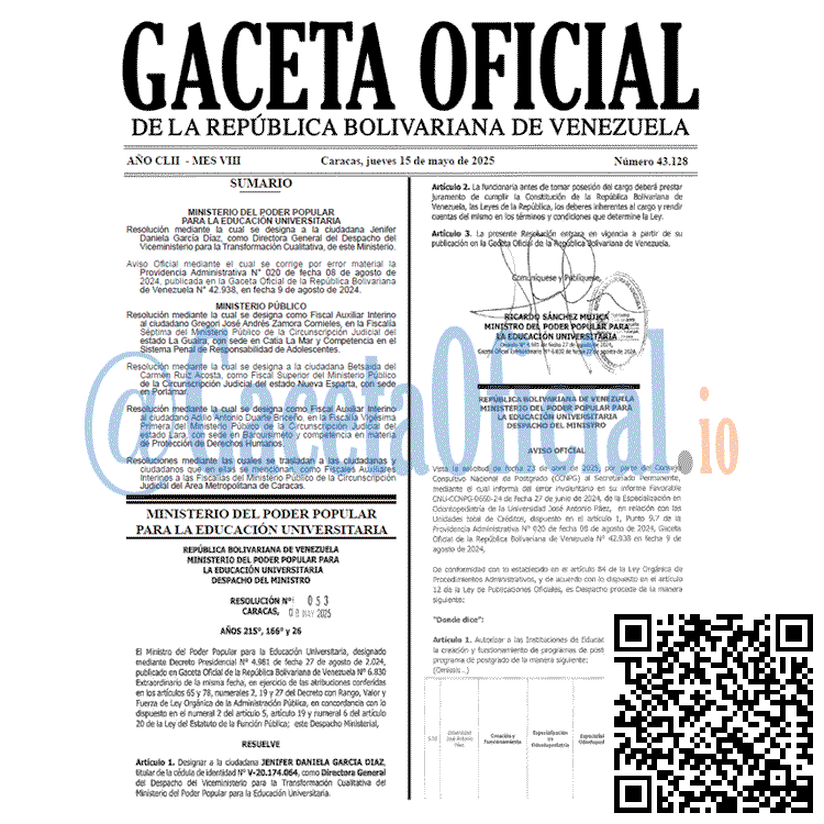 Venezuela Gaceta Oficial 43128 del 15 mayo 2025 Gaceta Oficial, Gaceta 43128, Gaceta 43128 HD, Gaceta #43128, Gaceta Oficial Venezuela #43128