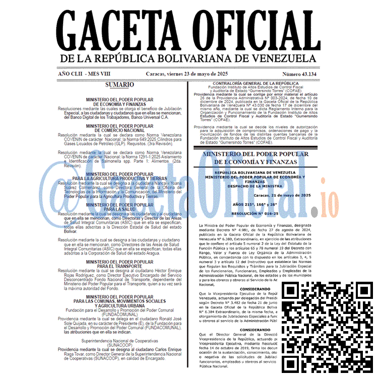 Gaceta Oficial, Gaceta 43134, Gaceta 43134 HD, Gaceta #43134, Gaceta Oficial Venezuela #43134