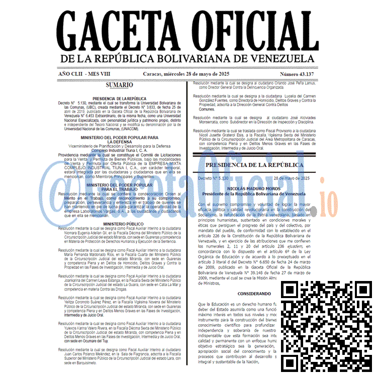 Venezuela Gaceta Oficial 43137 del 28 mayo 2025 Gaceta Oficial, Gaceta 43137, Gaceta 43137 HD, Gaceta #43137, Gaceta Oficial Venezuela #43137