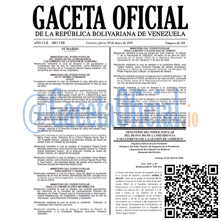 Venezuela Gaceta Oficial 43138 del 29 mayo 2025 Gaceta Oficial, Gaceta 43138, Gaceta 43138 HD, Gaceta #43138, Gaceta Oficial Venezuela #43138