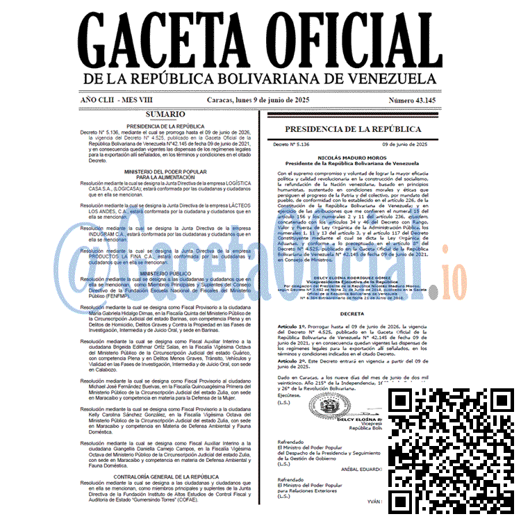 Venezuela Gaceta Oficial 43145 del 09 junio 2025 Gaceta Oficial, Gaceta 43145, Gaceta 43145 HD, Gaceta #43145, Gaceta Oficial Venezuela #43145