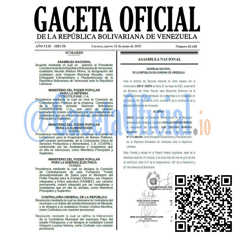Venezuela Gaceta Oficial 43148 del 12 junio 2025 Gaceta Oficial, Gaceta 43148, Gaceta 43148 HD, Gaceta #43148, Gaceta Oficial Venezuela #43148