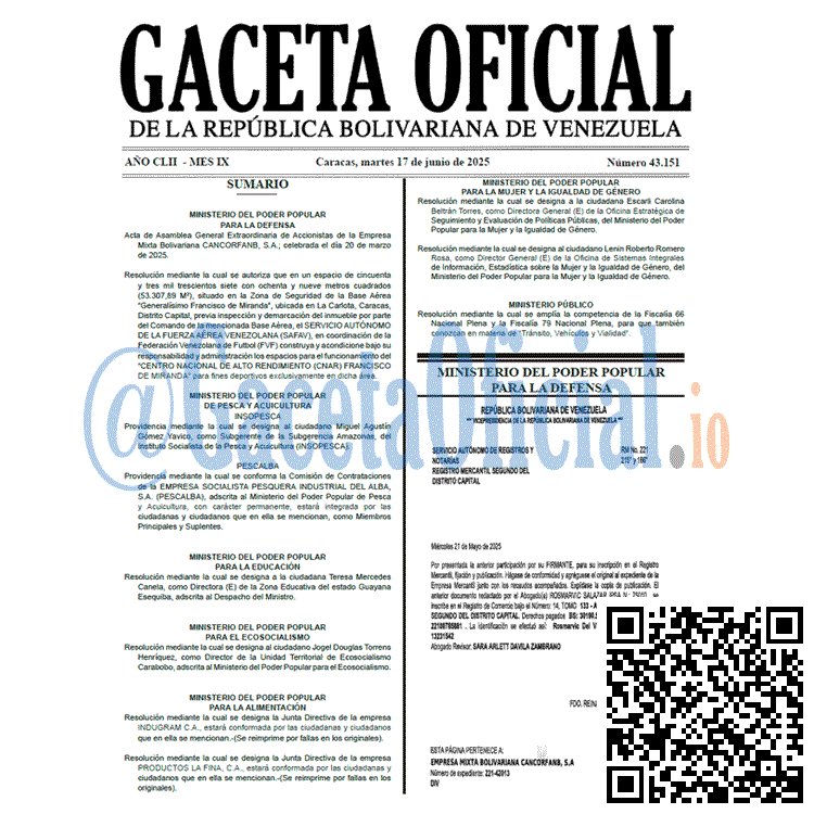 Gaceta Oficial, Gaceta 43151, Gaceta 43151 HD, Gaceta #43151, Gaceta Oficial Venezuela #43151