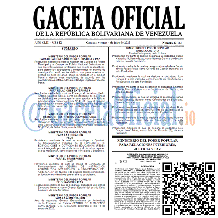 Venezuela Gaceta Oficial 43163 del 4 julio 2025 Gaceta Oficial, Gaceta 43163, Gaceta 43163 HD, Gaceta #43163, Gaceta Oficial Venezuela #43163